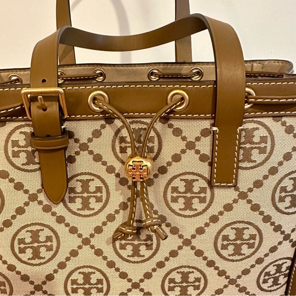 Tory Burch T Monogram Jacquard Small Tote - Hazelnut - Picture 10 of 13
